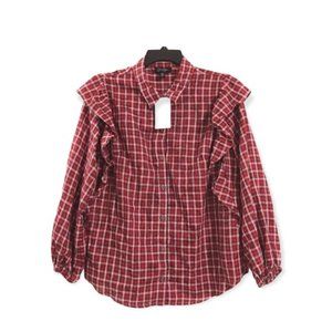 Jessica Simpson Ruffle Plaid Top, Red Size XL New with Tag